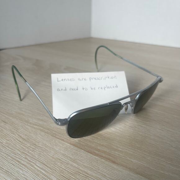 Vintage Randolph Engineering 6 1/2 Aviator Sunglasses Matte Chrome FRAMES ONLY - Picture 1 of 9